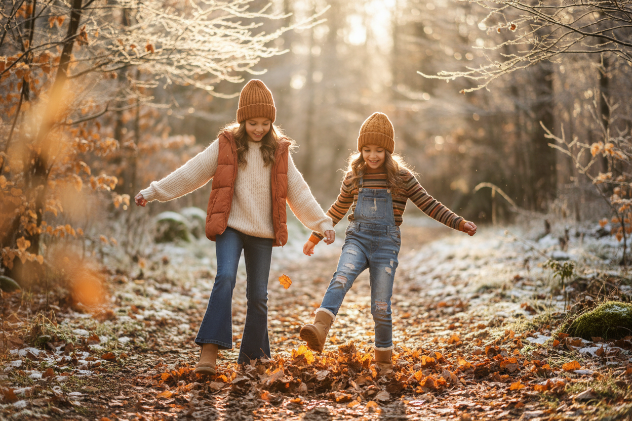 niñas con vaqueros en otoño-invierno